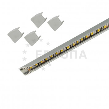 Профиль торцевой  матовый хром для стеклянных полок 5мм для светодиодиодной ленты 12,5*17,8*2000 GLS