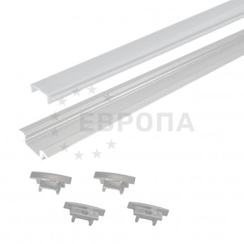 GLS Профиль врезной под светодиодную ленту БЕЛЫЙ + комплект 4 заглушки 19.143.37.738